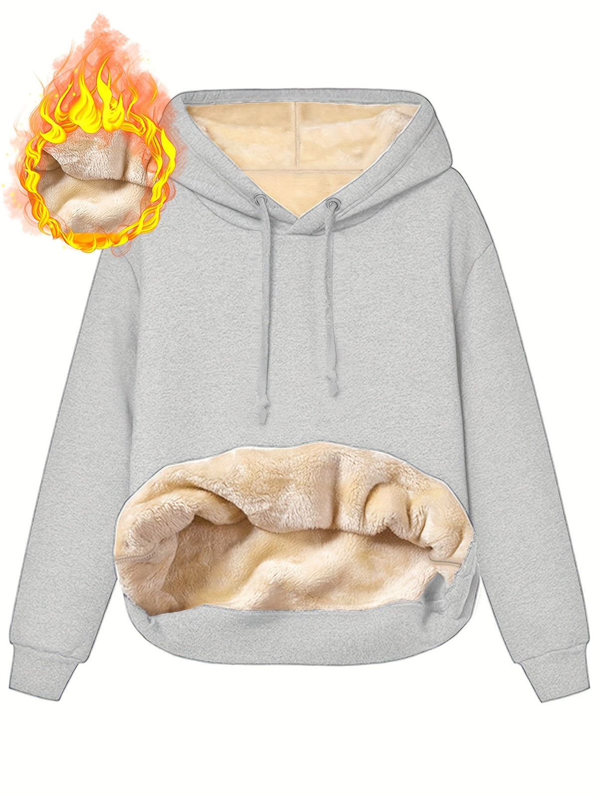 Gefütterter Hoodie mit Kapuze und Bauchtasche für Damen, Wärmeisolierend