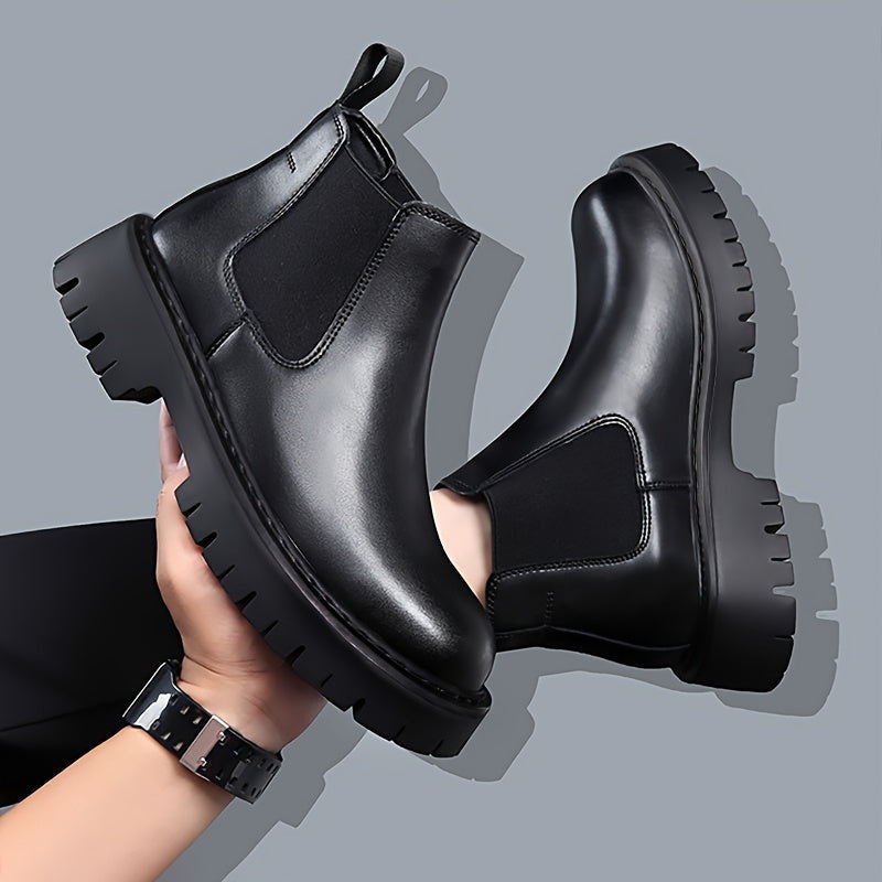 Chelsea Boots Herren Schwarz mit Profilsohle
