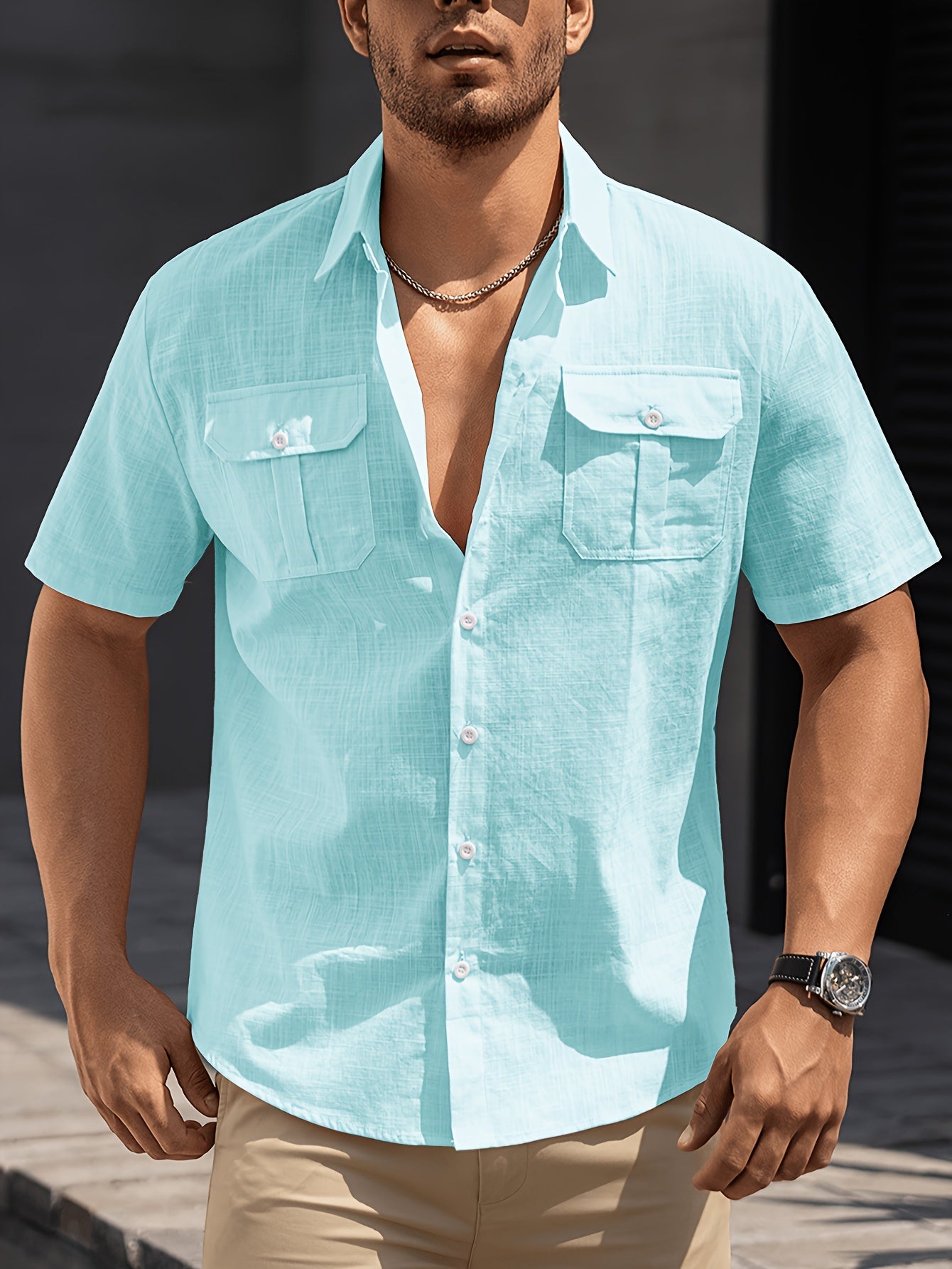Herren Kurzarm Freizeithemd mit Brusttaschen – Legerer Sommer Style für Alltag und Urlaub