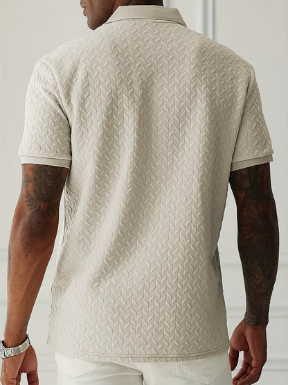 Herren Polohemd im modernen Casual-Stil mit strukturierter Musterung – Perfekt für Alltag und Freizeit