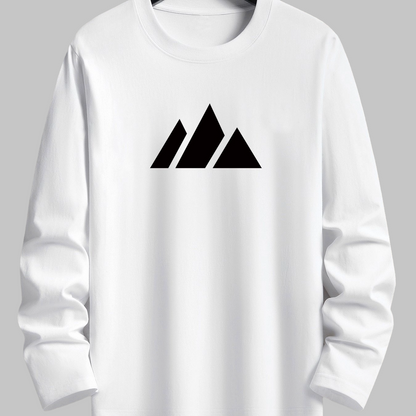Unisex Langarmshirt mit Rundhalsausschnitt und Berg-Print
