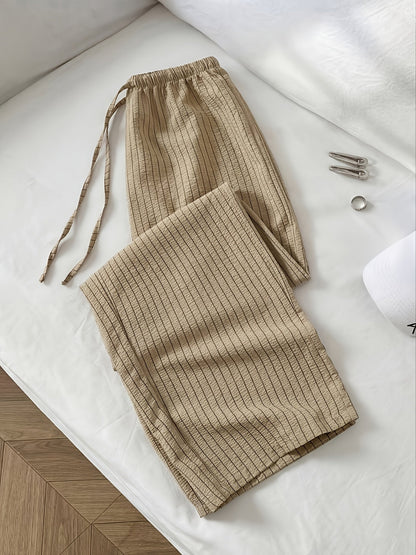Damen Relaxed Fit Freizeithose mit Streifenmuster – Lässige Komforthose für Alltag und Lounge