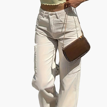 Damen Cargo Hose mit weitem Bein und Taschen – Modischer Freizeitstil für Alltag und Urlaub