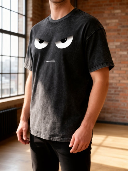 Herren Graphic T-Shirt mit ausdrucksstarkem Gesichtsmotiv – Casual Style