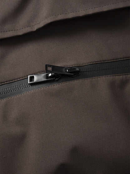 Herren Anorak Jacke mit Kapuze und Reißverschlusstasche Braun
