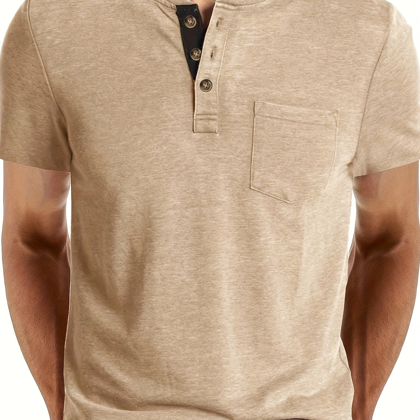 Herren Henley T-Shirt mit Knopfleiste und Brusttasche – Freizeitstil für Alltag und Wochenende