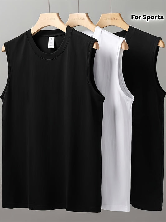 Herren Sportliches Ärmelloses Tanktop für Fitness und Training – 3er Pack