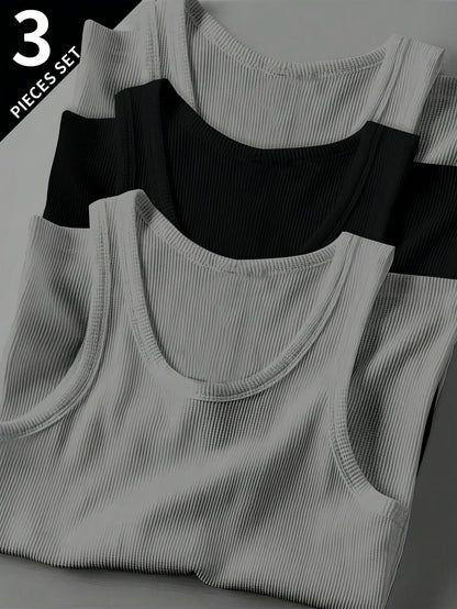 Herren Sportliches Ripp-Tanktop Set – Klassischer Schnitt, Modernes Design, Für Fitness & Freizeit