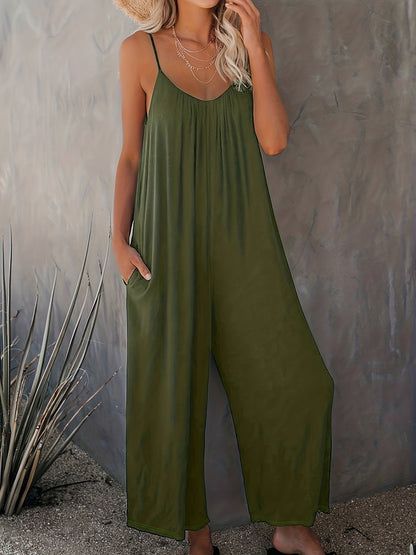 Damen Jumpsuit mit Spaghettiträgern – Lässiger Einteiler für Alltag und Urlaub