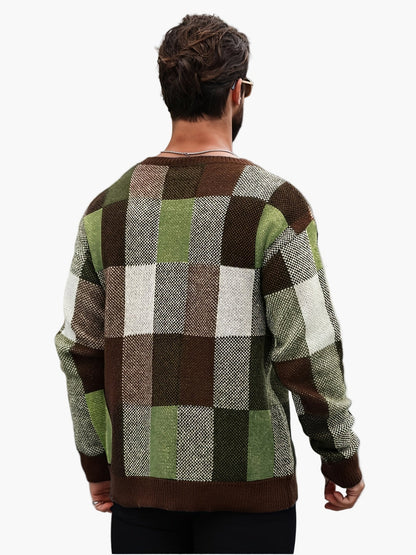 Herren Pullover mit Karomuster – Lässiger Strickpullover für Herbst und Winter