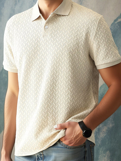 Herren Polohemd im modernen Casual-Stil mit strukturierter Musterung – Perfekt für Alltag und Freizeit