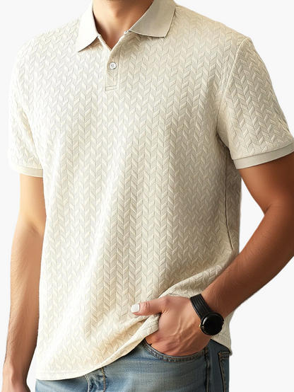 Herren Polohemd im modernen Casual-Stil mit strukturierter Musterung – Perfekt für Alltag und Freizeit