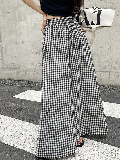 Damen Weitgeschnittene Karohose mit Hoher Taille – Stilvolle Freizeithose für Alltag und besondere Anlässe