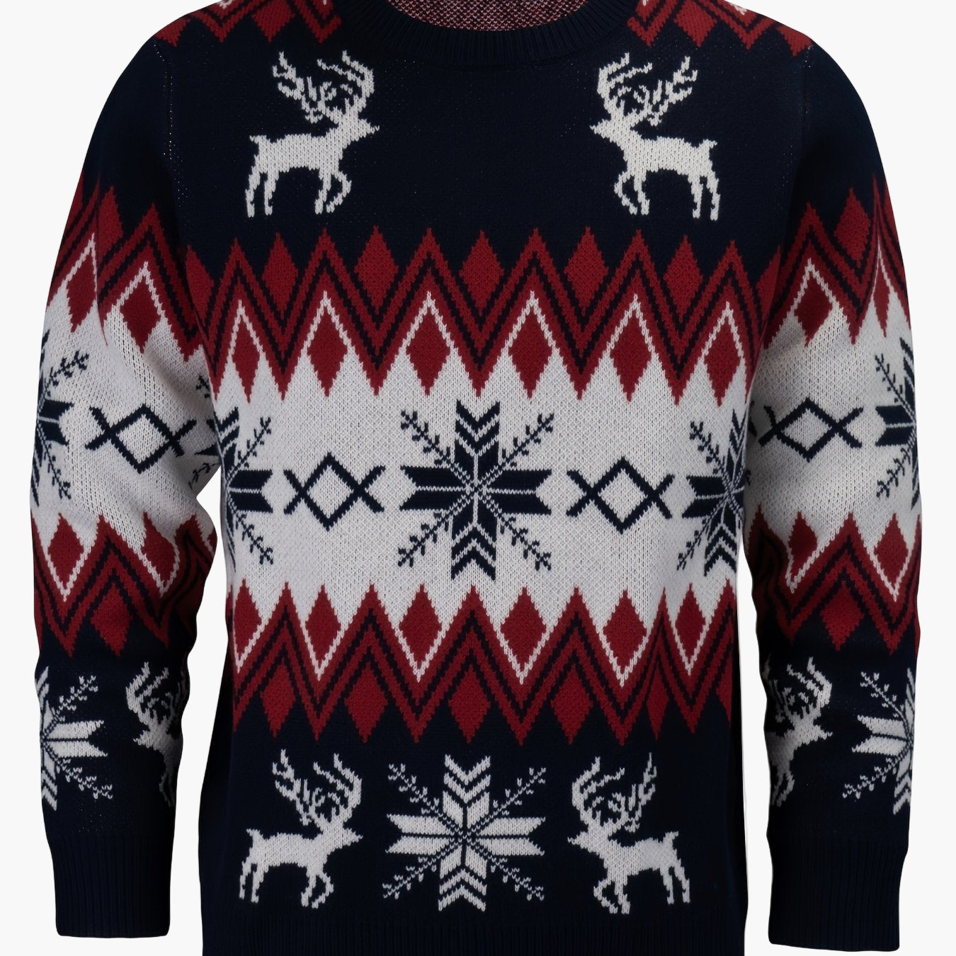 Herren Weihnachtspullover mit Rentier- und Schneeflocken-Muster, Casual Winter Strickpullover