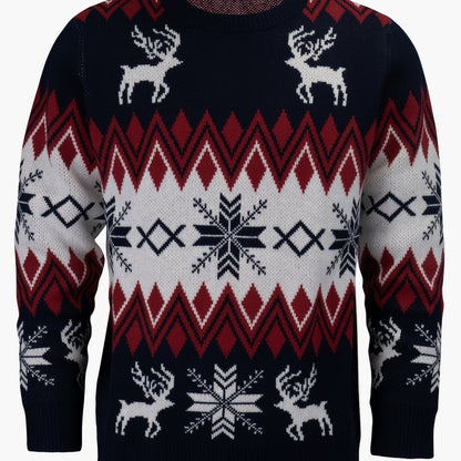 Herren Weihnachtspullover mit Rentier- und Schneeflocken-Muster, Casual Winter Strickpullover