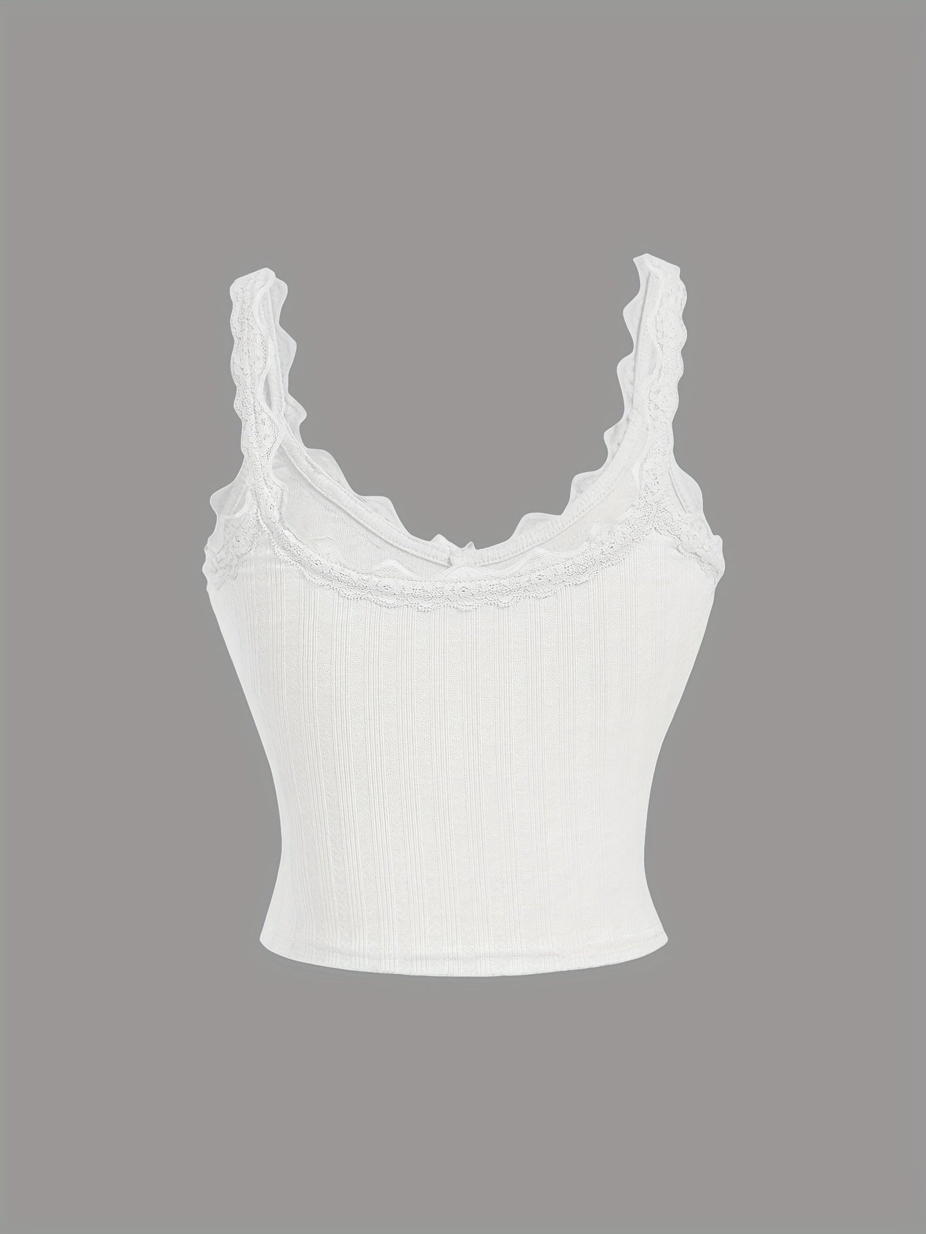Damen Coquette Camisole Top mit Spitze und Schleife – Feminines Vintage-Look Oberteil