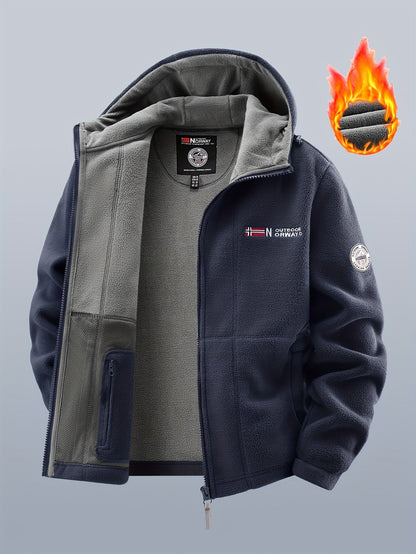 Unisex Kapuzen-Fleecejacke mit Reißverschluss, warmes Futter