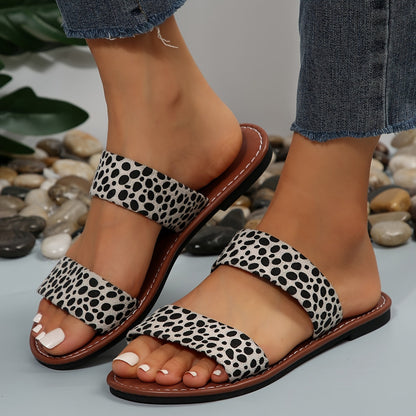 Damen Sandalen mit Leopardenmuster – Modische Slip-On Sommerschuhe für Alltag & Freizeit