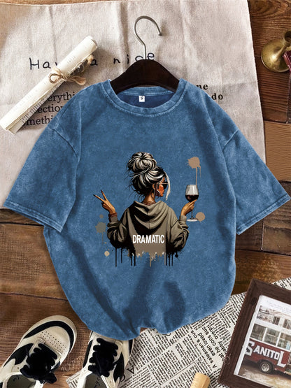 Damen Oversize T-Shirt mit Statement-Print 'Dramatic', lässiger Style, Streetwear