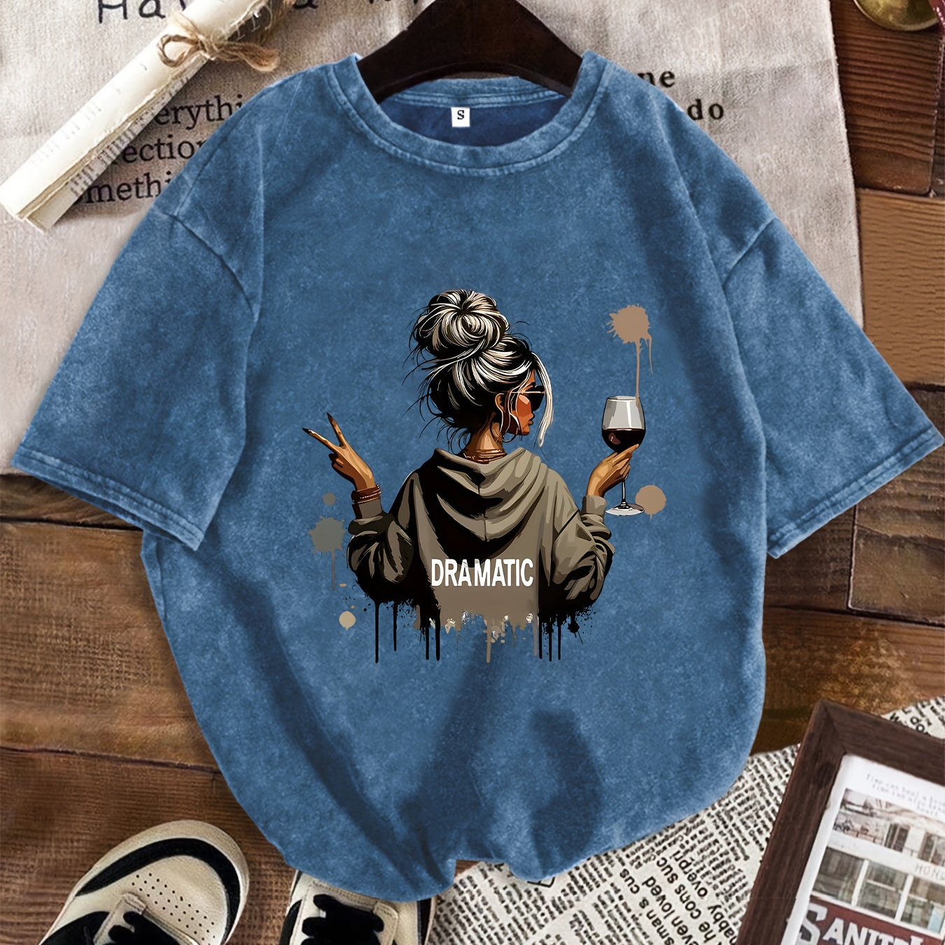 Damen Oversize T-Shirt mit Statement-Print 'Dramatic', lässiger Style, Streetwear