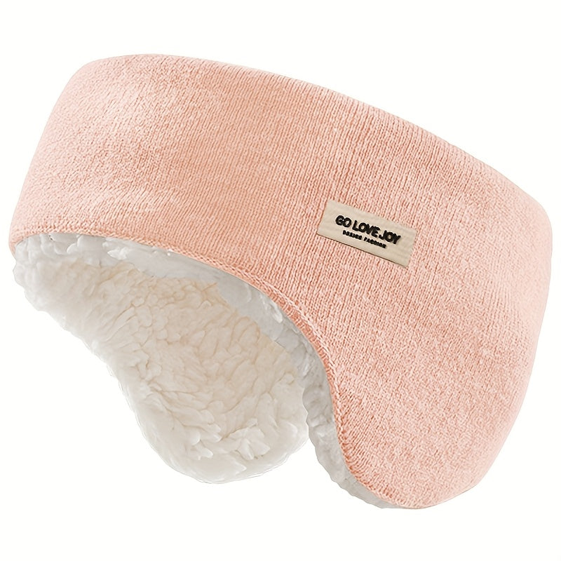 Winter Stirnband Ohrenwärmer mit flauschigem Futter, Strickoptik