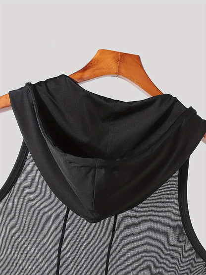 Herren Kapuzen-Sleeveless Tanktop Sportlich Modern Fitness Freizeit