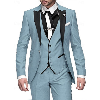 Herren 3-teiliges Slim-Fit Anzugset mit Weste – Eleganter Hochzeits- & Galaanzug