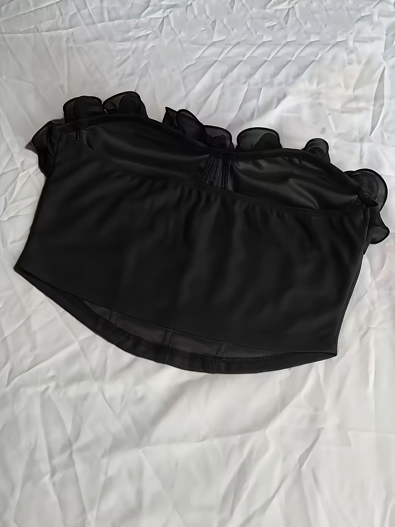 Damen Bustier Top schulterfrei mit Volant und Rüschen – Elegantes Party- und Ausgeh-Oberteil