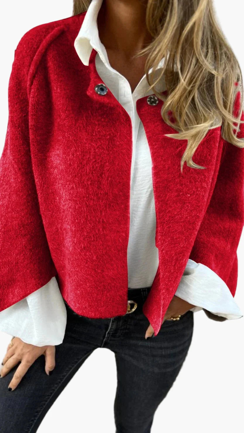 Damen Kurzjacke Elegant Business Freizeit – Moderner Veganer Woll-Look für stilbewusste Anlässe