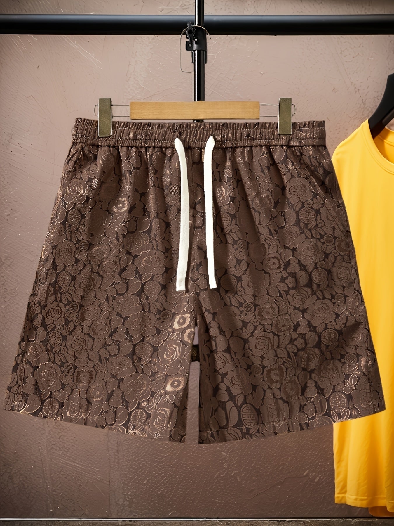 Herren Premium Jacquard-Shorts mit Rosenmuster – Modische Freizeithose für stilbewusste Looks