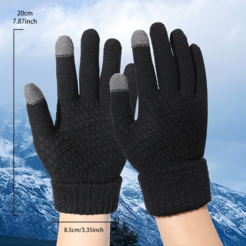 Unisex Winterhandschuhe mit Touchscreen-Funktion, Gestrickte Warme Handschuhe, Mehrfarbig