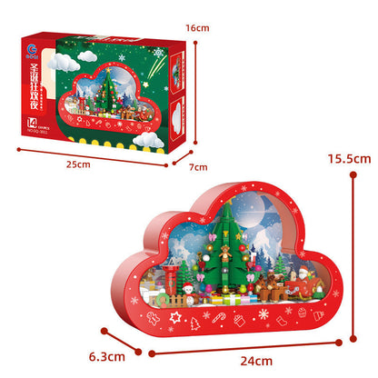 Weihnachtliche Deko Geschenk – Cloud-Spieluhr mit Weihnachtsbaum, Bausteinen & LED-Licht – Für Kinder & Familie
