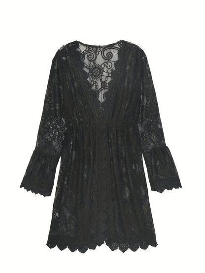 Damen Strandkleid Cover-Up mit Spitze und Boho-Charme – Perfekt für den Urlaub