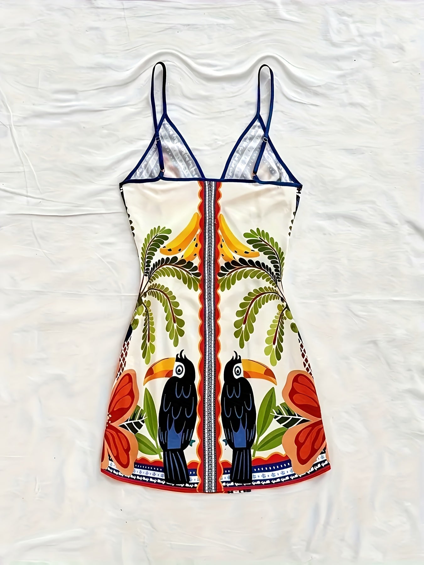Damen Sommer Wickelkleid mit tropischem Print und Blumenmuster – Ideal für Urlaub und Freizeit