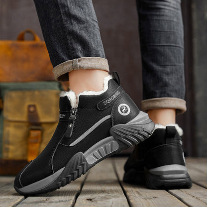 Unisex Winterstiefel gefüttert mit Reißverschluss, rutschfeste Sohle, Warmhaltende Schneeschuhe