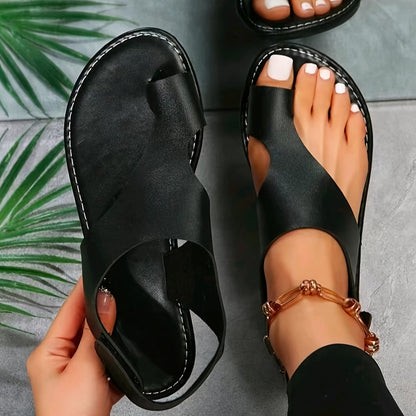 Damen Sandalen Sommer Bequem Offener Zeh Freizeit Minimalistischer Stil