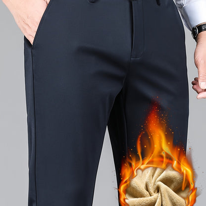 Herren Hose gefüttert Schwarz mit flauschigem Innenfutter