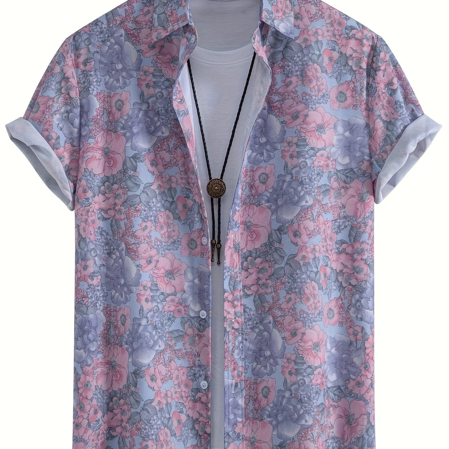 Herren Kurzarm Freizeithemd mit Muschel-Print – Modernes Urlaubshemd für Strand und Sommer