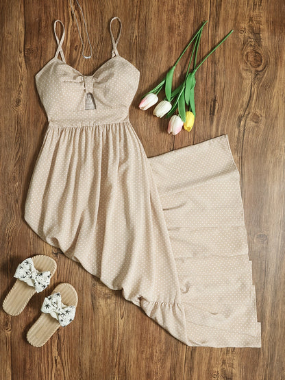 Damen Maxikleid Vintage-Stil mit Punkten und Volants – Eleganter Sommer-Look