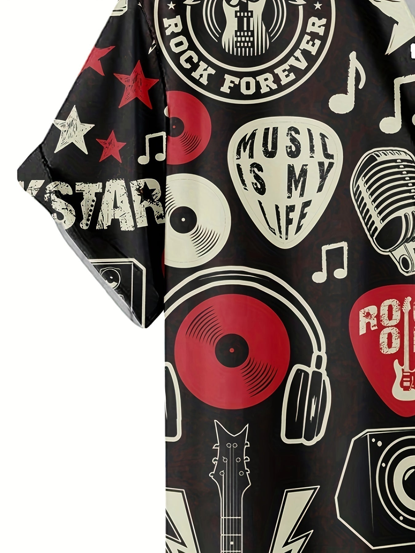 Herren Rockmusik Festival Hemd mit Grafikdruck – Rock Star Stil Kurzarm Freizeithemd