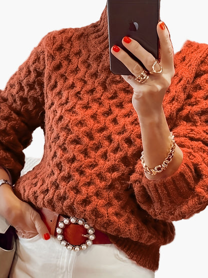 Damen Strickpullover im Casual Style mit Stehkragen – Perfekt für Herbst und Winter