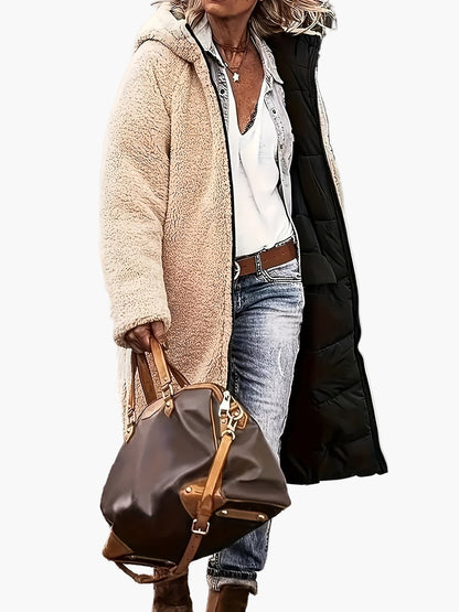 Damen Winter Steppmantel mit Kapuze – Langer Casual Outdoor Mantel für kalte Tage