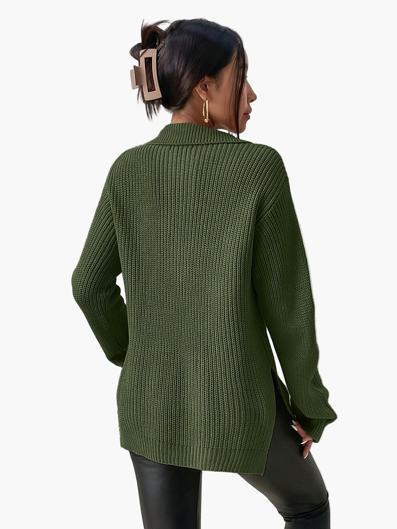 Damen Strickpullover mit Zipper und hohem Kragen – Modischer Herbst/Winter Sweater für Alltag und Freizeit