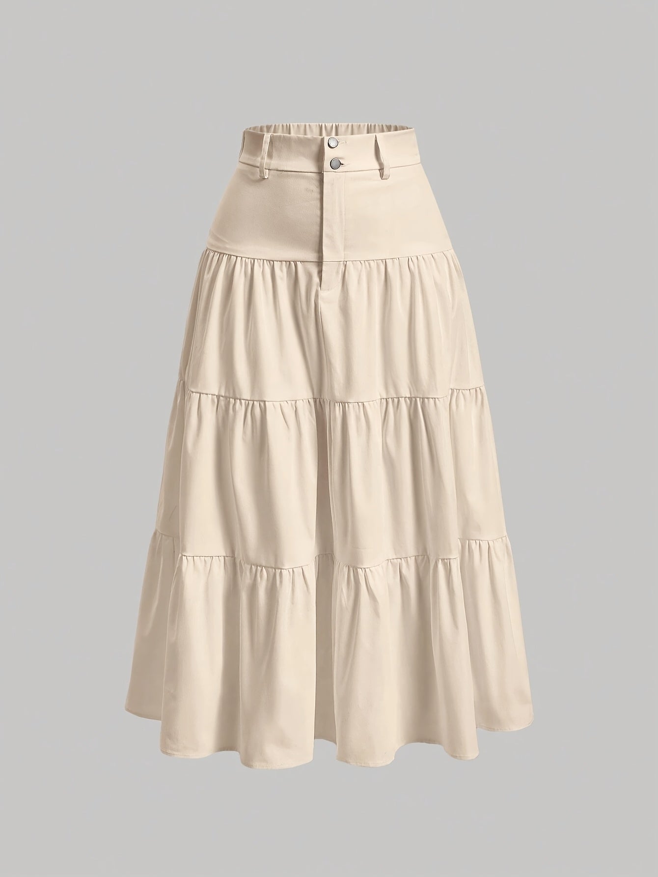 Damen Maxirock Elegant Stufenrock mit Hohem Bund für Alltag und Freizeit