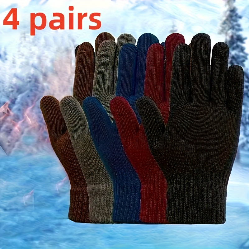 Unisex Strickhandschuhe Warme Fingerhandschuhe Gerippte Bündchen