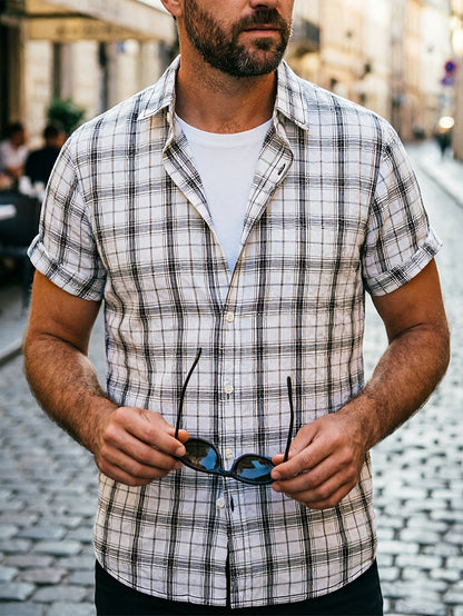Herren Freizeit Kurzarm-Hemd im Karo-Design – Stilvolle Sommer-Mode für Alltag und Ausgehen