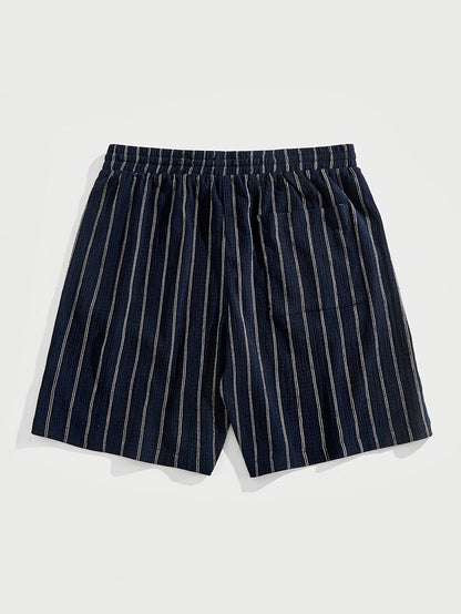 Herren Freizeit-Shorts mit Nadelstreifen und Kordelzug – Stilvolle Sommerhose für Alltag & Sport