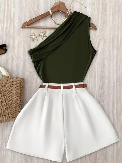 Damen Ein-Schulter Jumpsuit Elegant für Sommer und Freizeit
