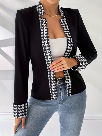 Damen Blazer mit Hahnentritt-Design – Eleganter Business- und Casual-Look