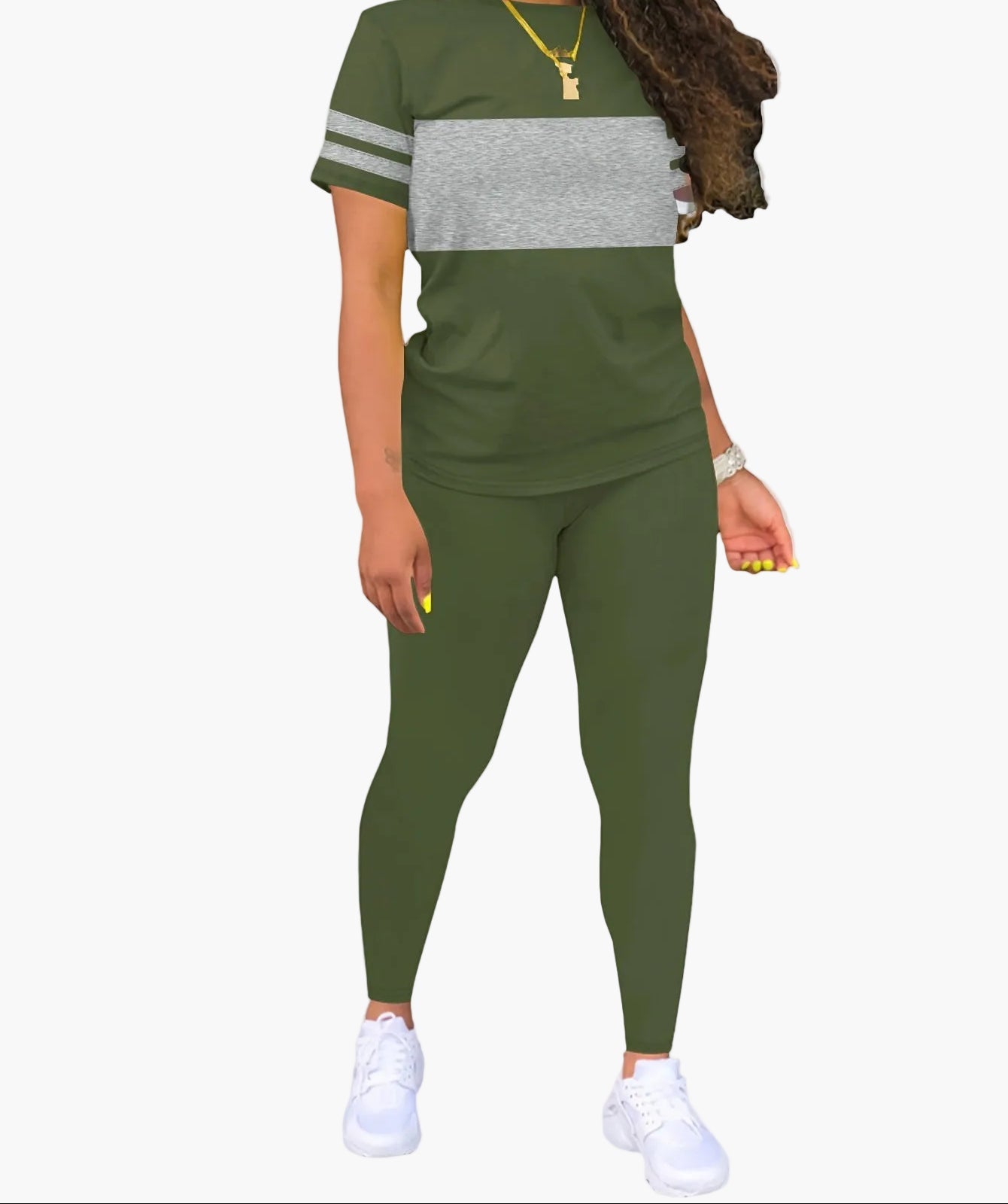 Damen Trainingsanzug Zweiteiler – Sportlich & Freizeit, Bequemes Outfit mit T-Shirt und Leggings
